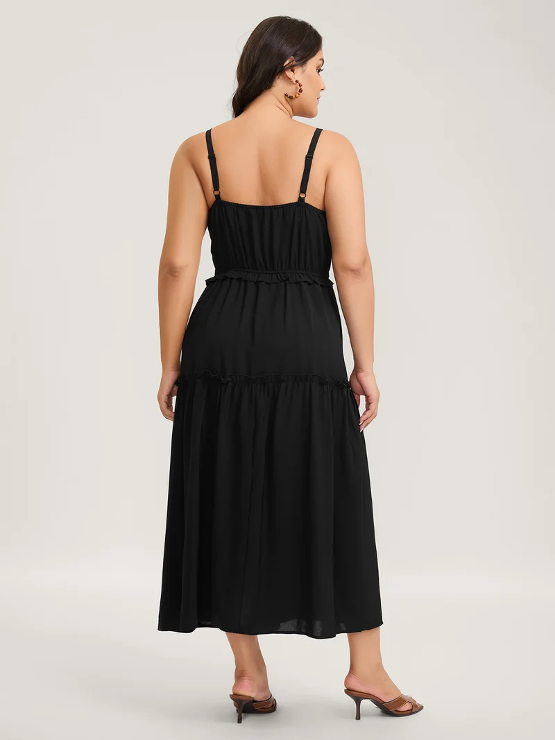 Lace Trim Tiered Cami Maxi Dress