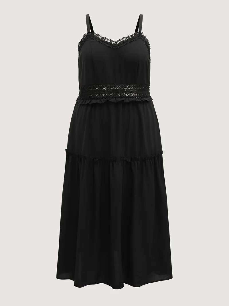 Lace Trim Tiered Cami Maxi Dress