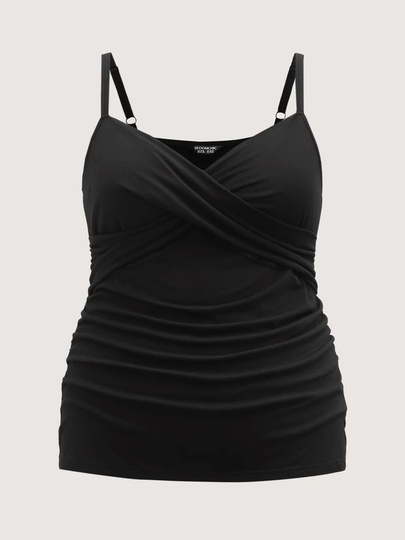 Stretchy Cross-Over Pleats Tank Top