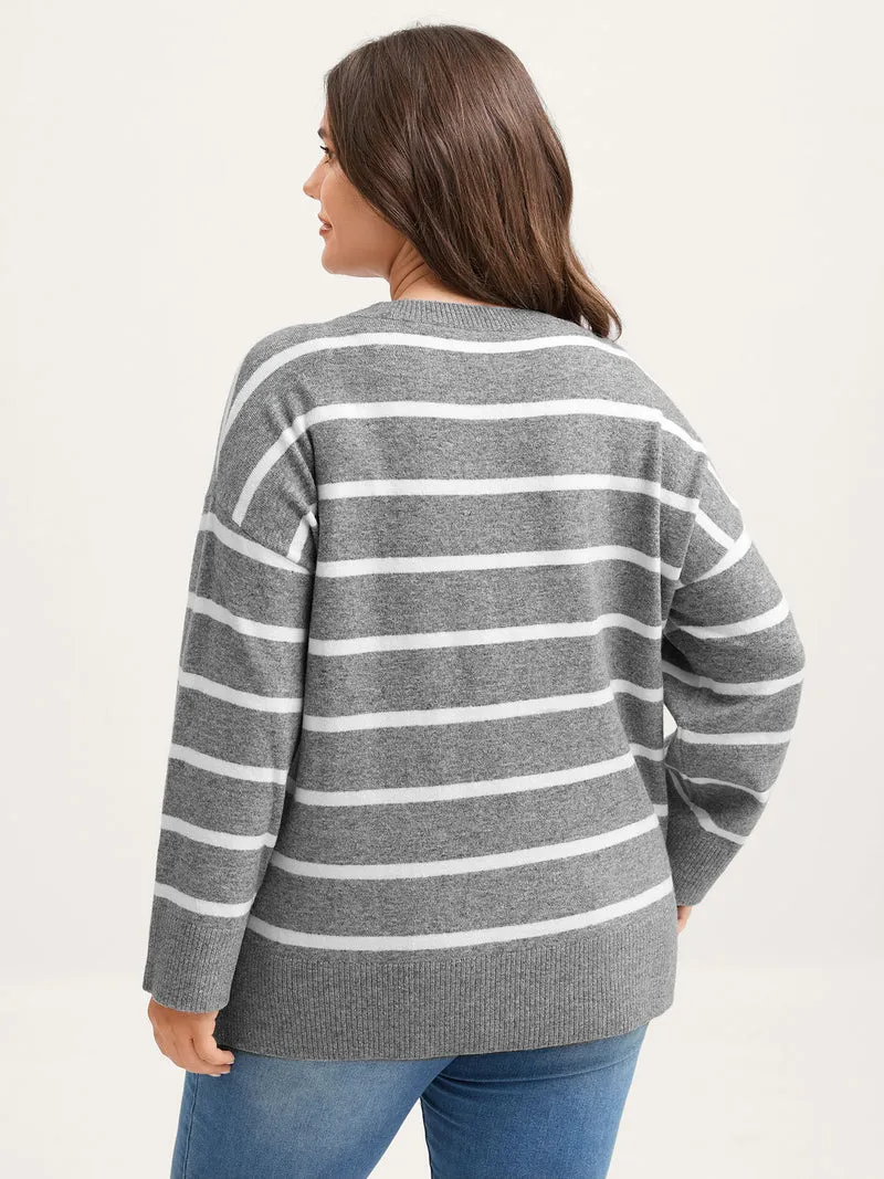 Stripes Print Round Neck Pullover