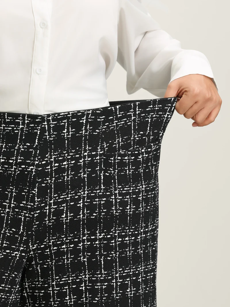 Tweed Texture Wide-Leg Pants