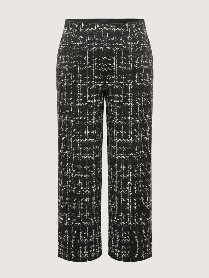 Tweed Texture Wide-Leg Pants