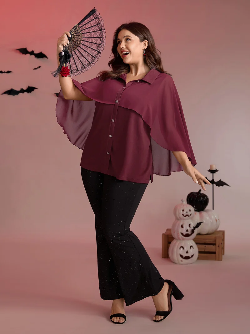 2-in-1 Chiffon Shawl Layered Blouse