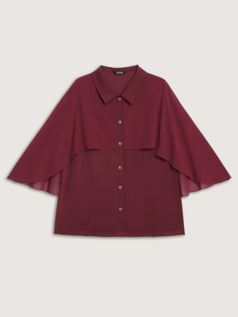 2-in-1 Chiffon Shawl Layered Blouse