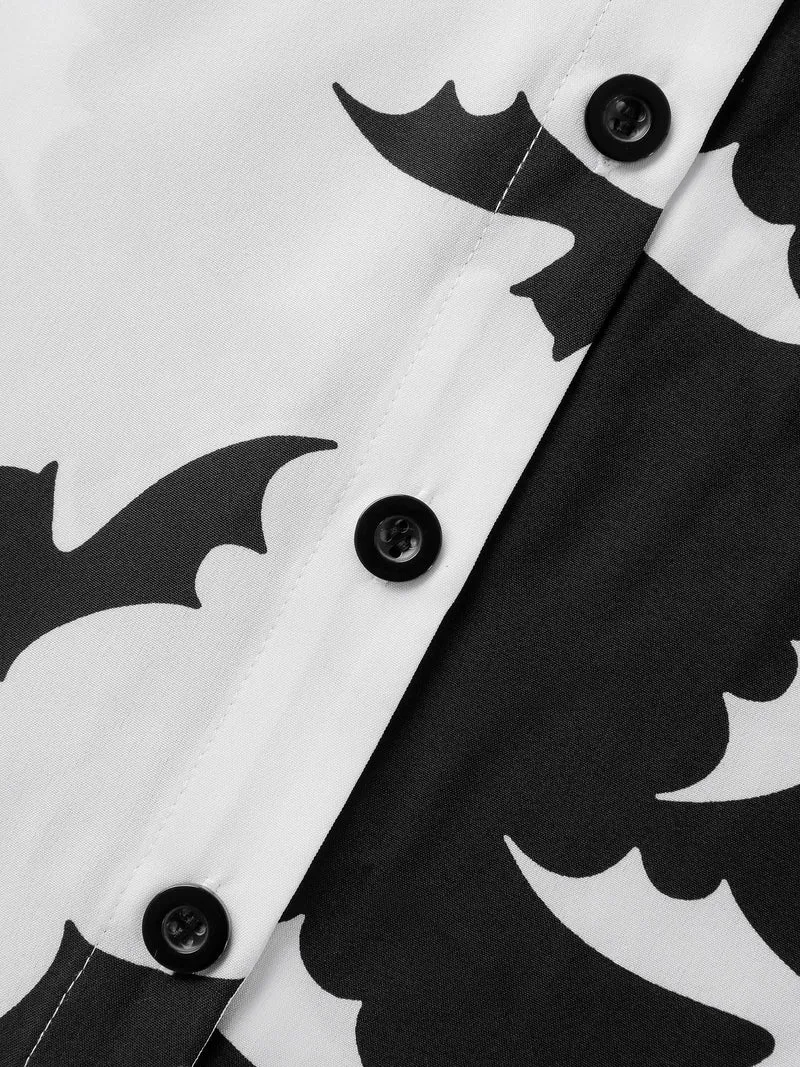 Color Block Flying Bats Button-Down Shirt