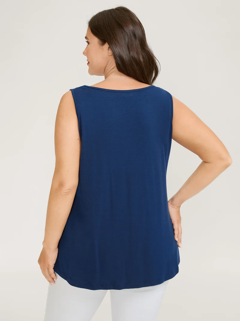 Color Contrast Pleated Front Tank Top