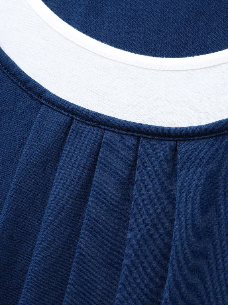 Color Contrast Pleated Front Tank Top