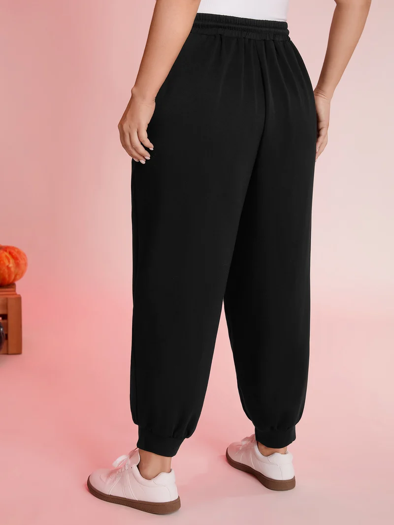 Ghost Motif Cuffed Jogger Pants