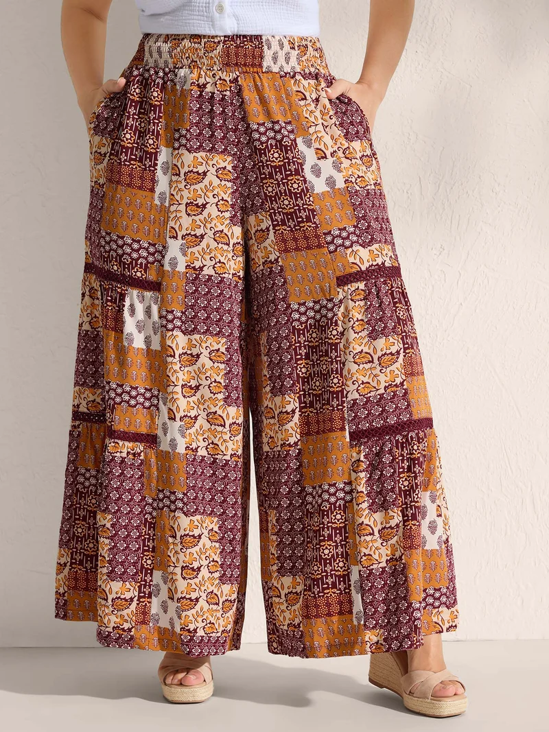 Floral Collage Wide-Leg Flowy Pants