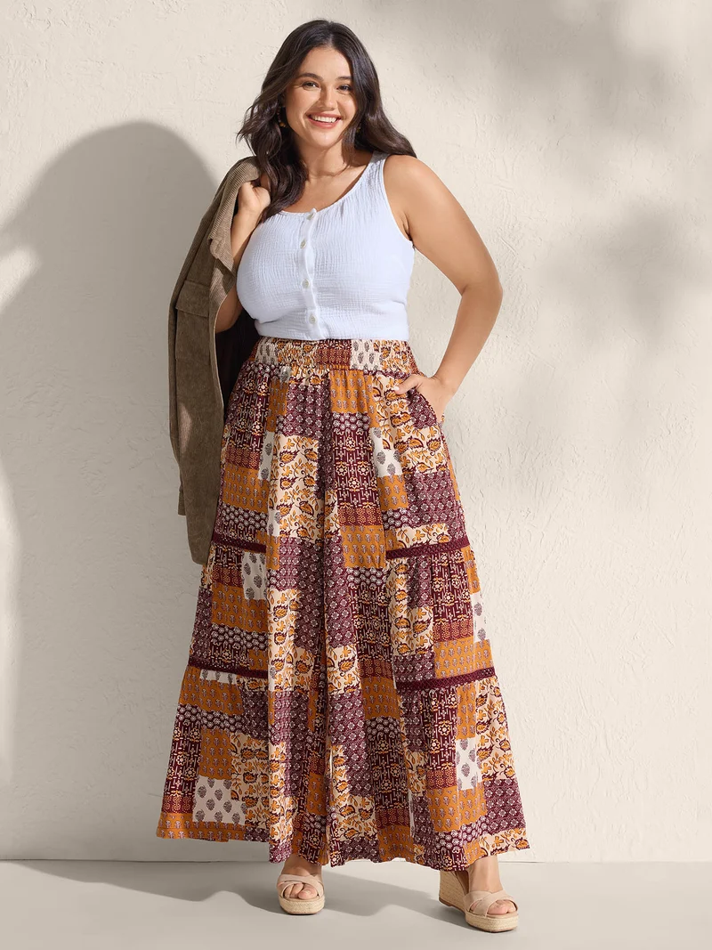 Floral Collage Wide-Leg Flowy Pants