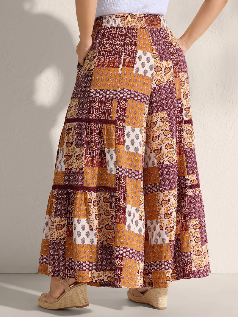 Floral Collage Wide-Leg Flowy Pants