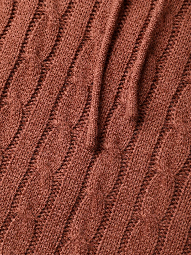 Textured Hooded Ribbed Hem Pullover