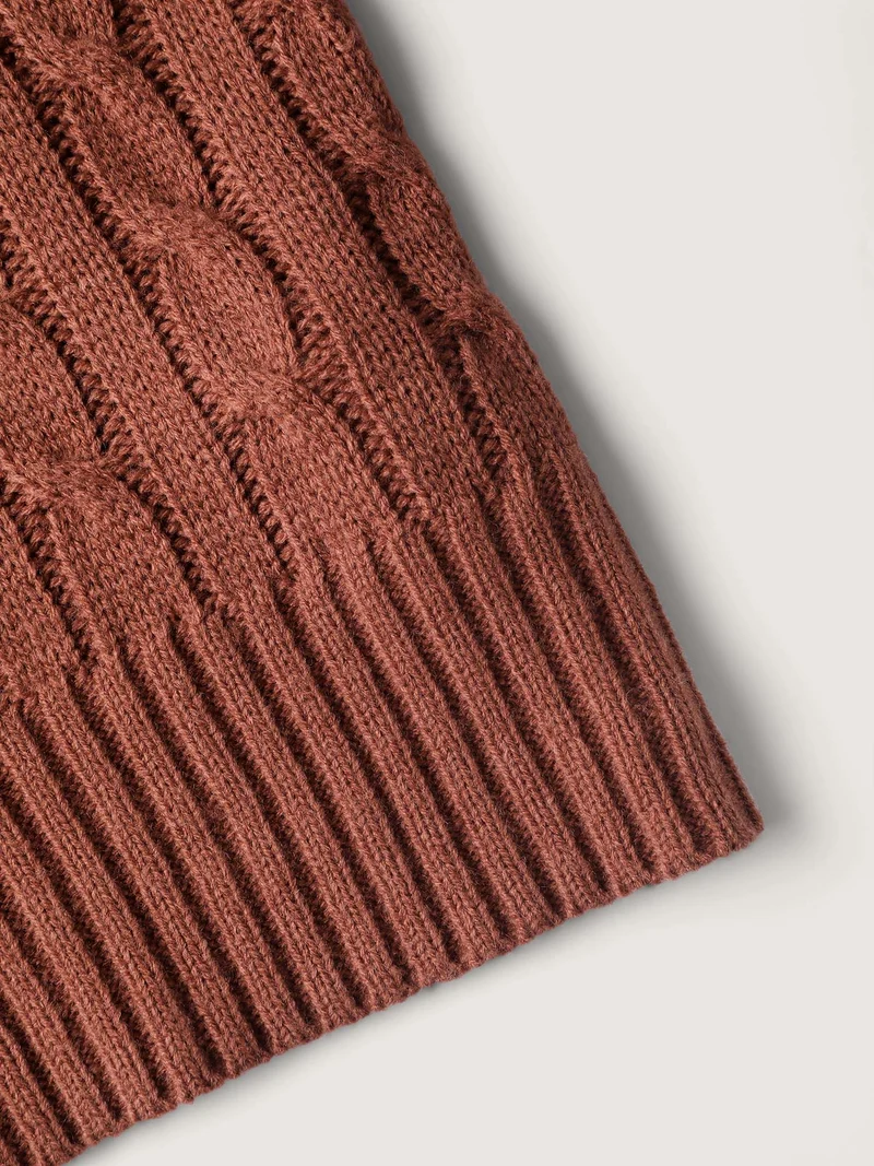 Textured Hooded Ribbed Hem Pullover