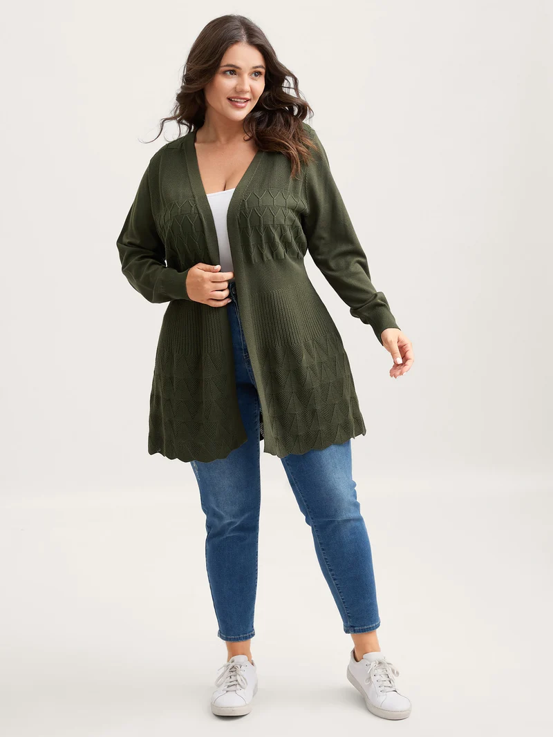 Long Sleeve Cinched-Waist Knit Cardigan