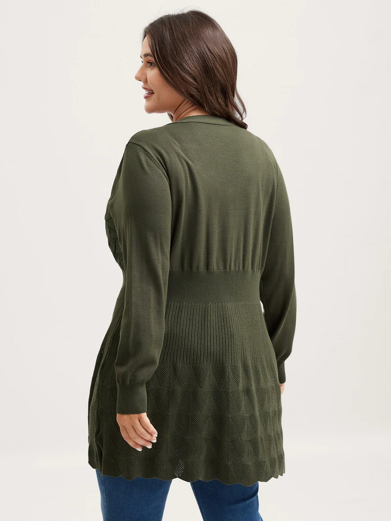 Long Sleeve Cinched-Waist Knit Cardigan