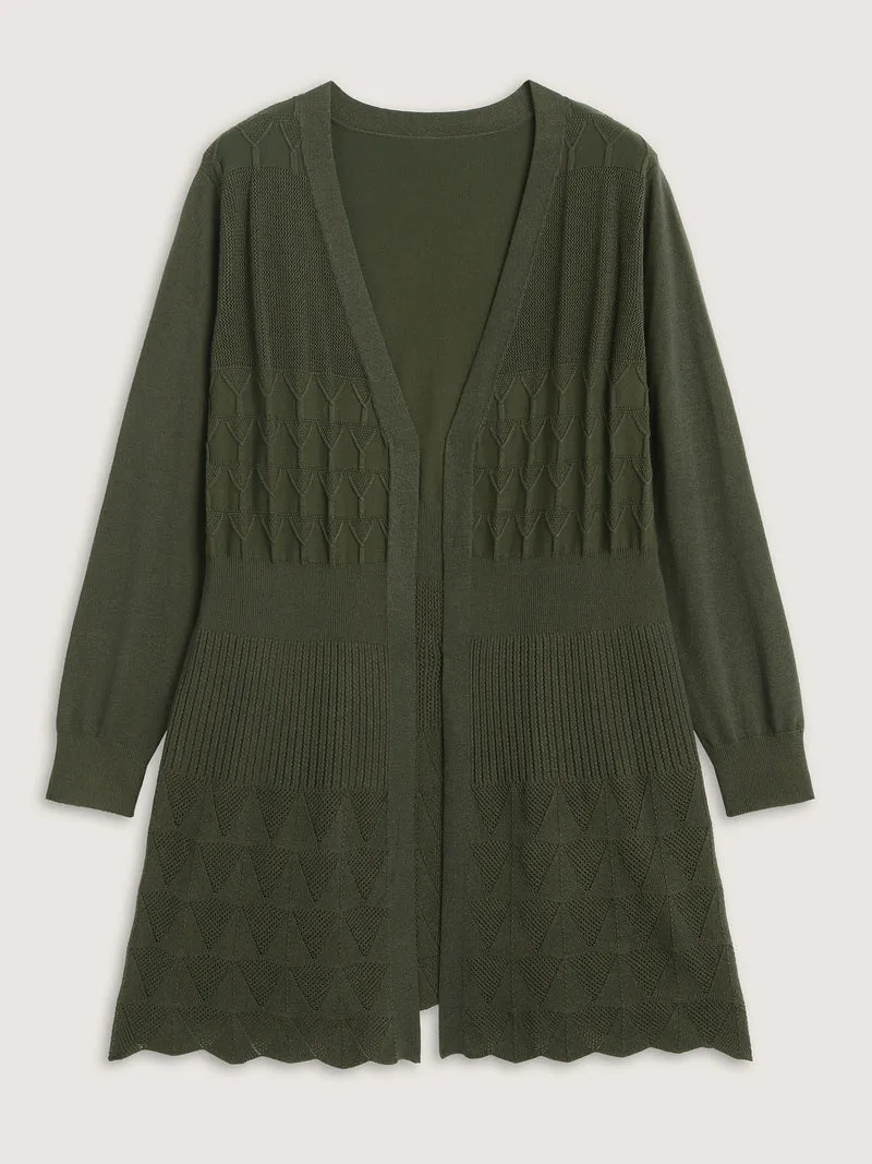 Long Sleeve Cinched-Waist Knit Cardigan