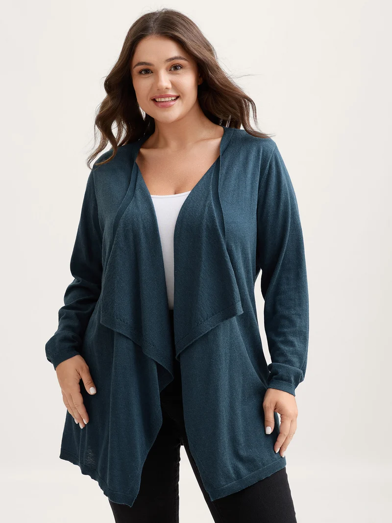 Irregular Hem Waist-Cinched Knit Cardigan
