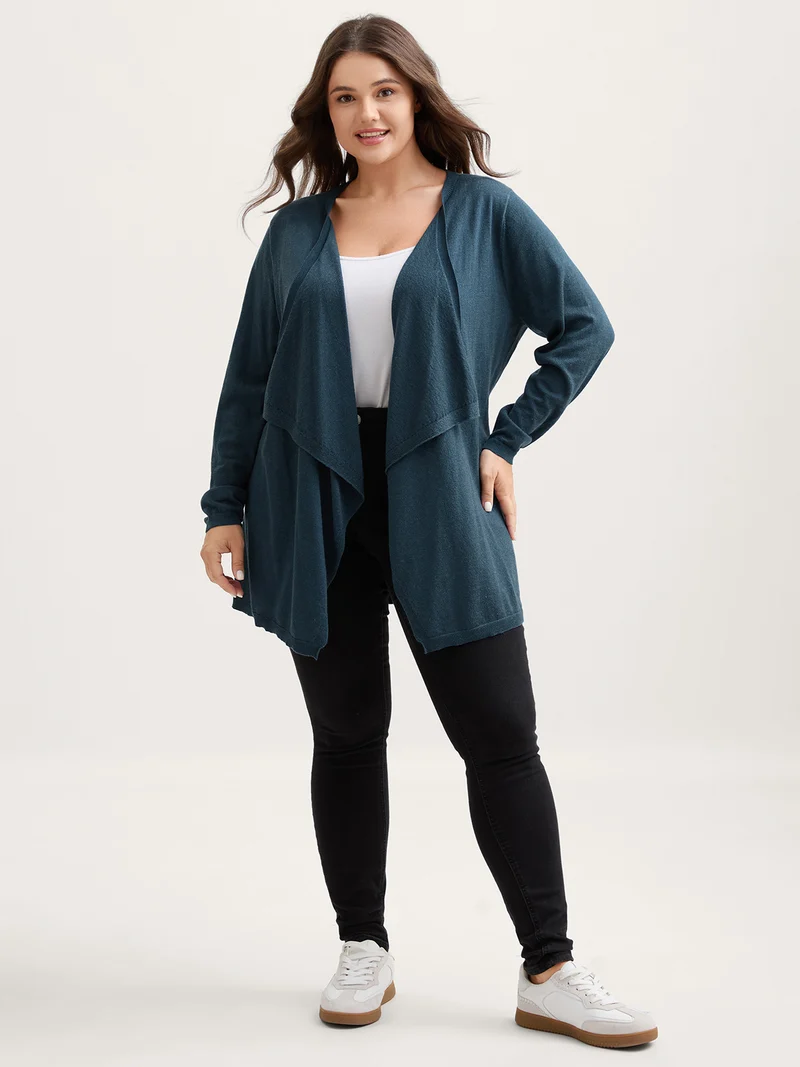 Irregular Hem Waist-Cinched Knit Cardigan