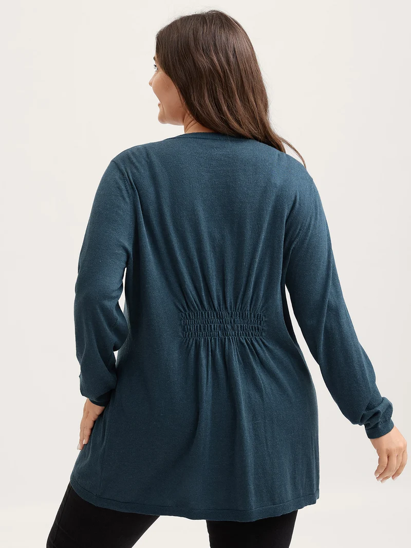 Irregular Hem Waist-Cinched Knit Cardigan