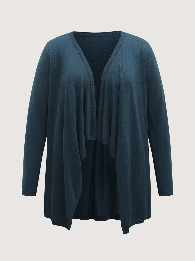 Irregular Hem Waist-Cinched Knit Cardigan