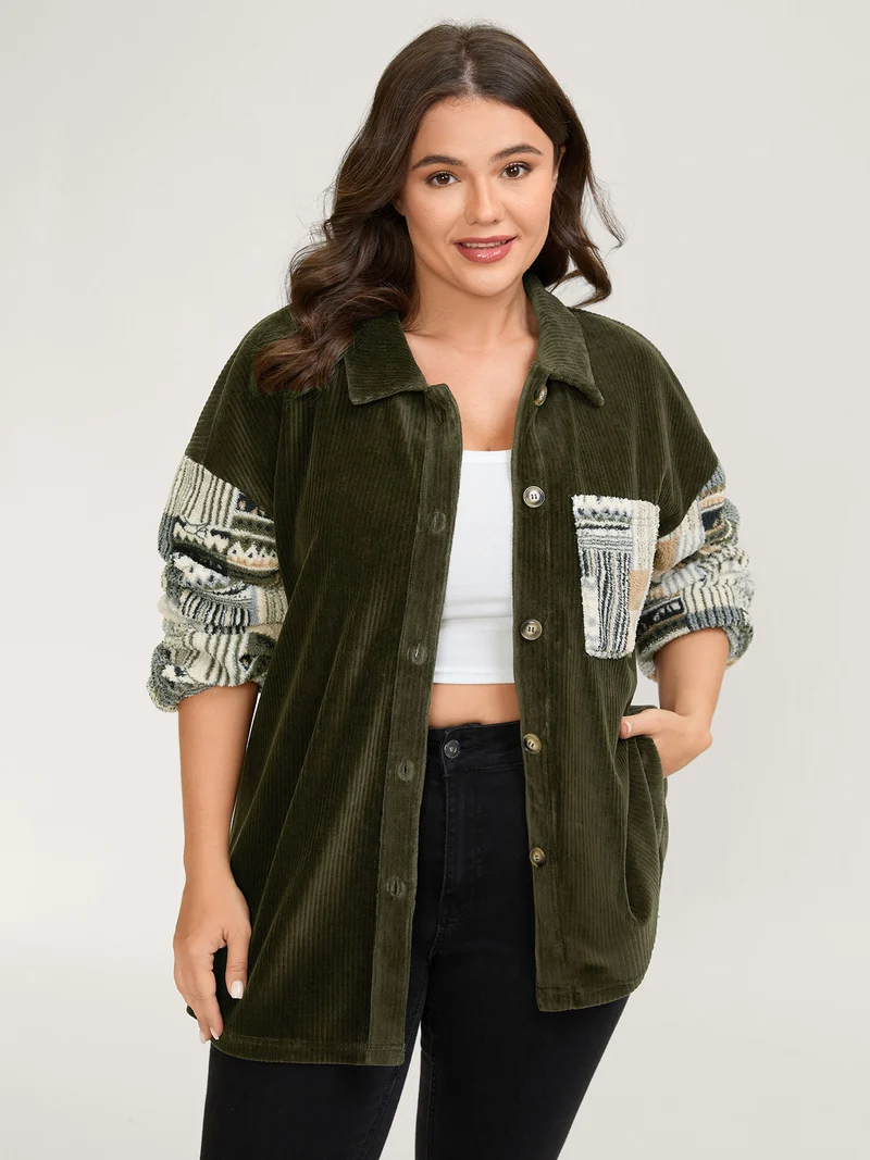 Boho Patchwork Button-Down Jacket