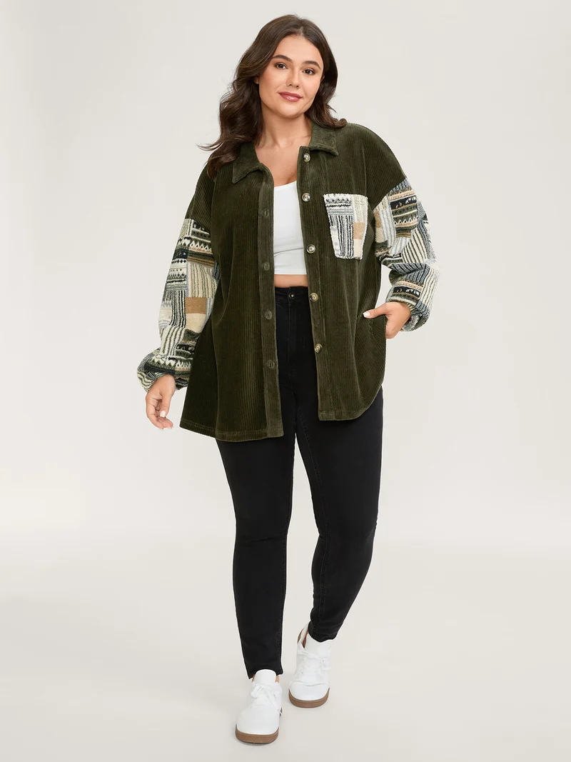 Boho Patchwork Button-Down Jacket