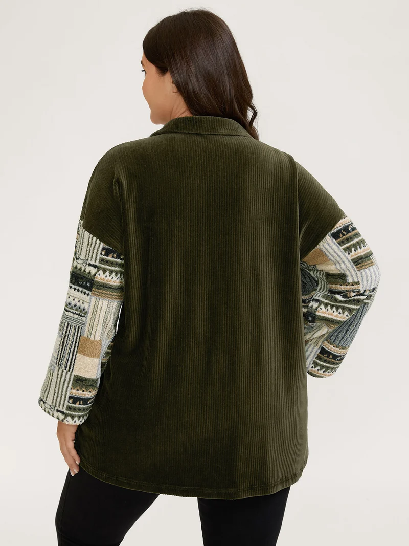 Boho Patchwork Button-Down Jacket