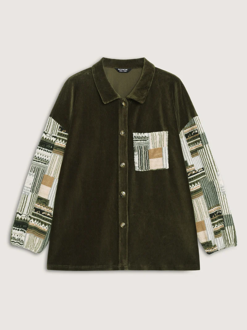 Boho Patchwork Button-Down Jacket