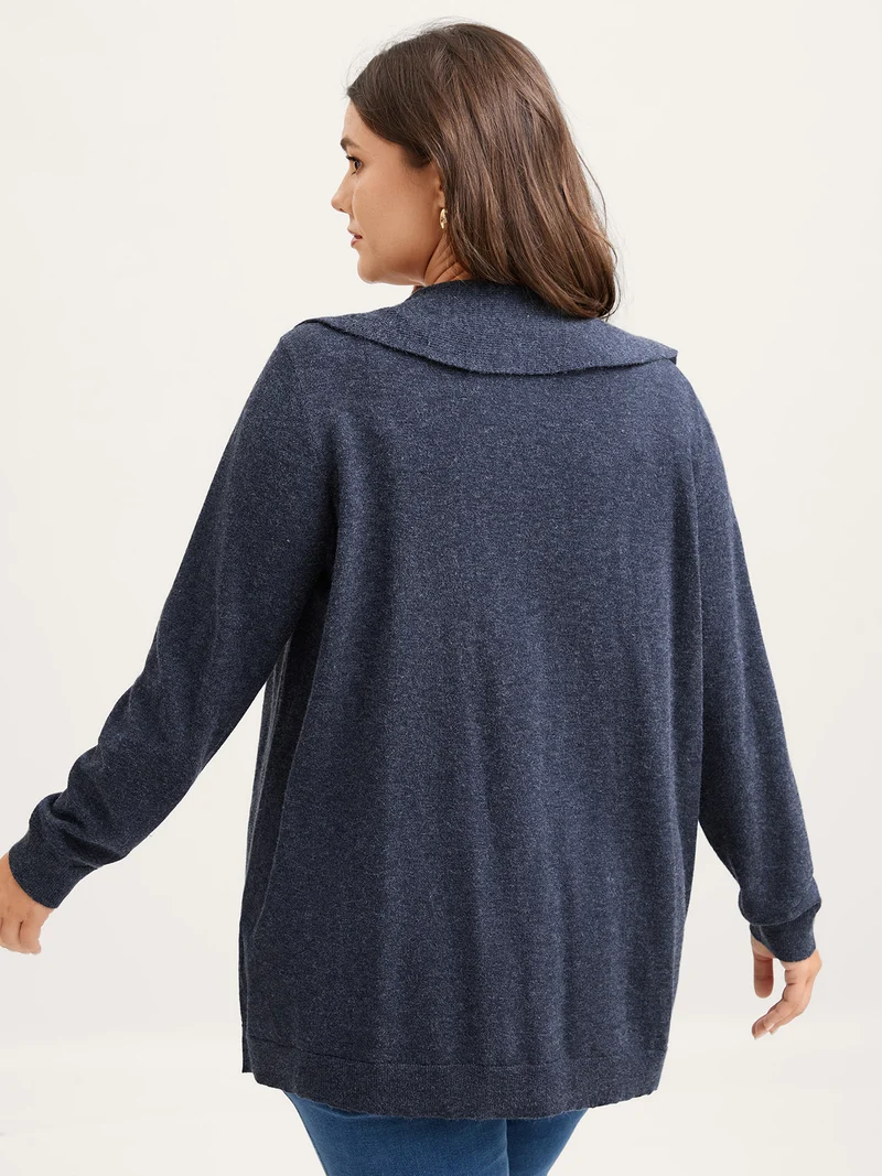 Ruffled Collar Front-Tie Knit Cardigan