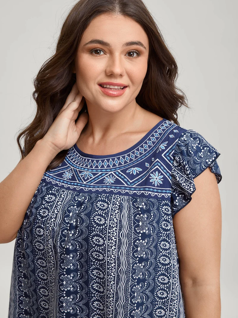 Boho Embroidery Flutter Sleeve Tank Top