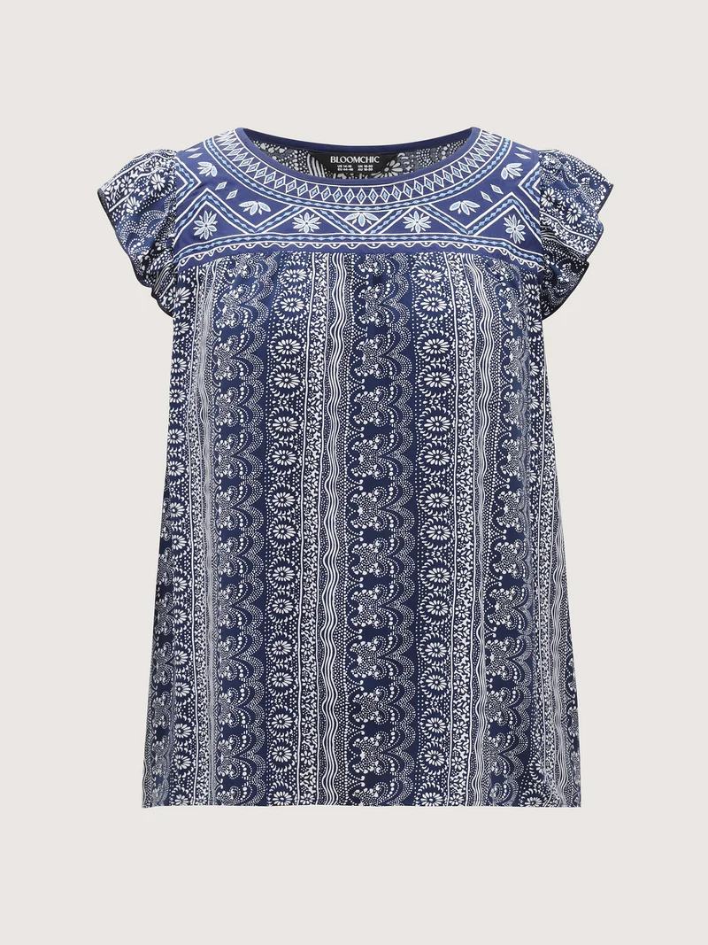 Boho Embroidery Flutter Sleeve Tank Top
