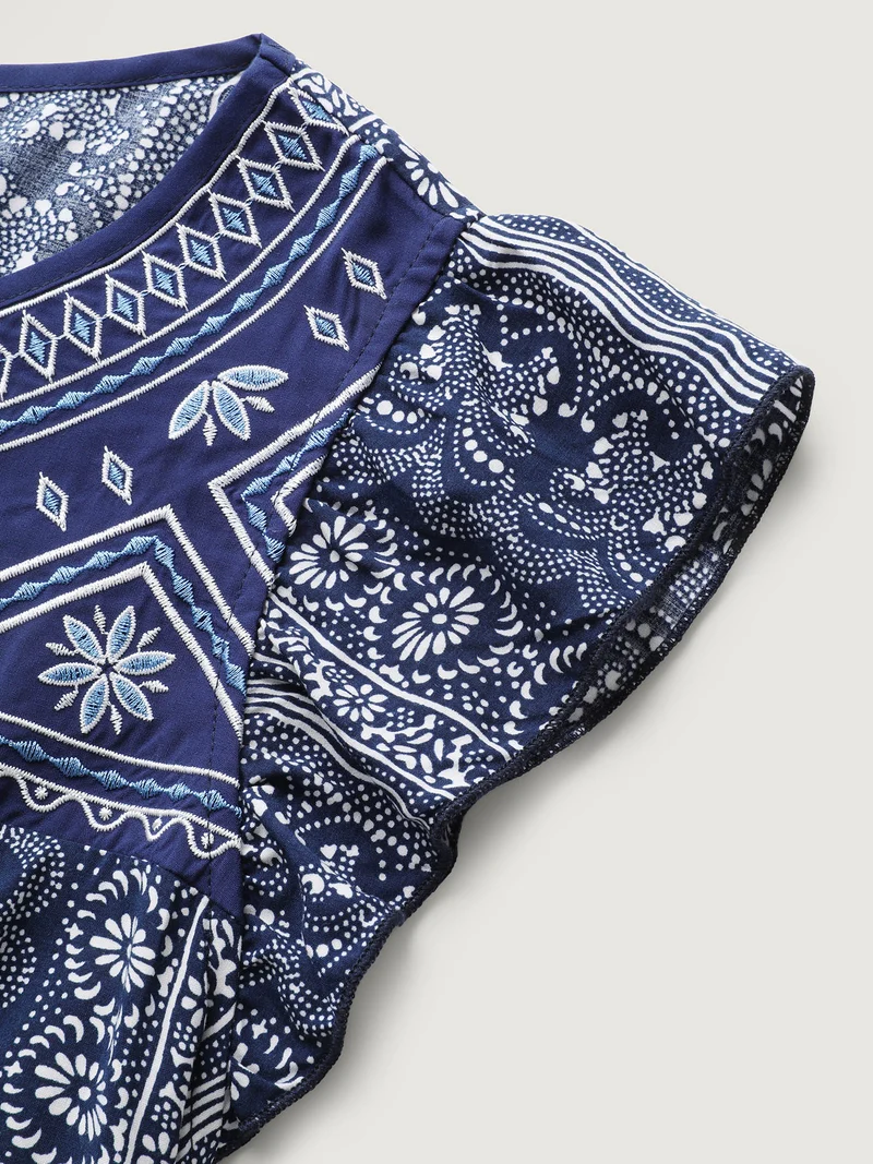 Boho Embroidery Flutter Sleeve Tank Top