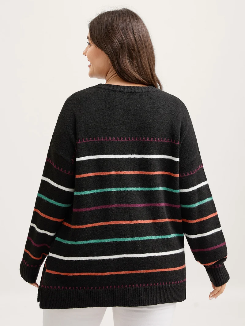 Colorful Stripes Crewneck Fitted Pullover