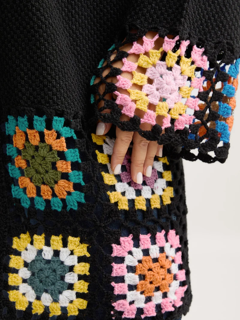 Floral Crochet Lace Open-Front Cardigan