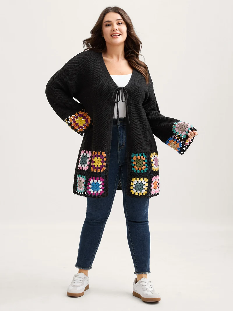 Floral Crochet Lace Open-Front Cardigan
