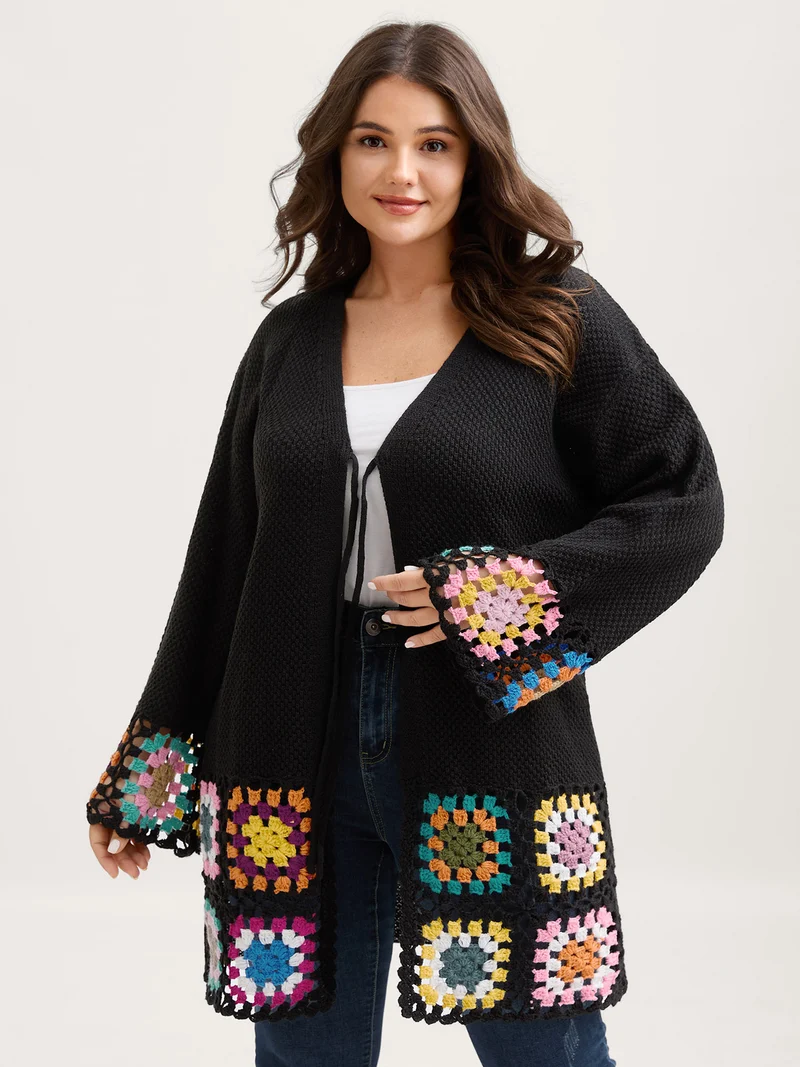 Floral Crochet Lace Open-Front Cardigan
