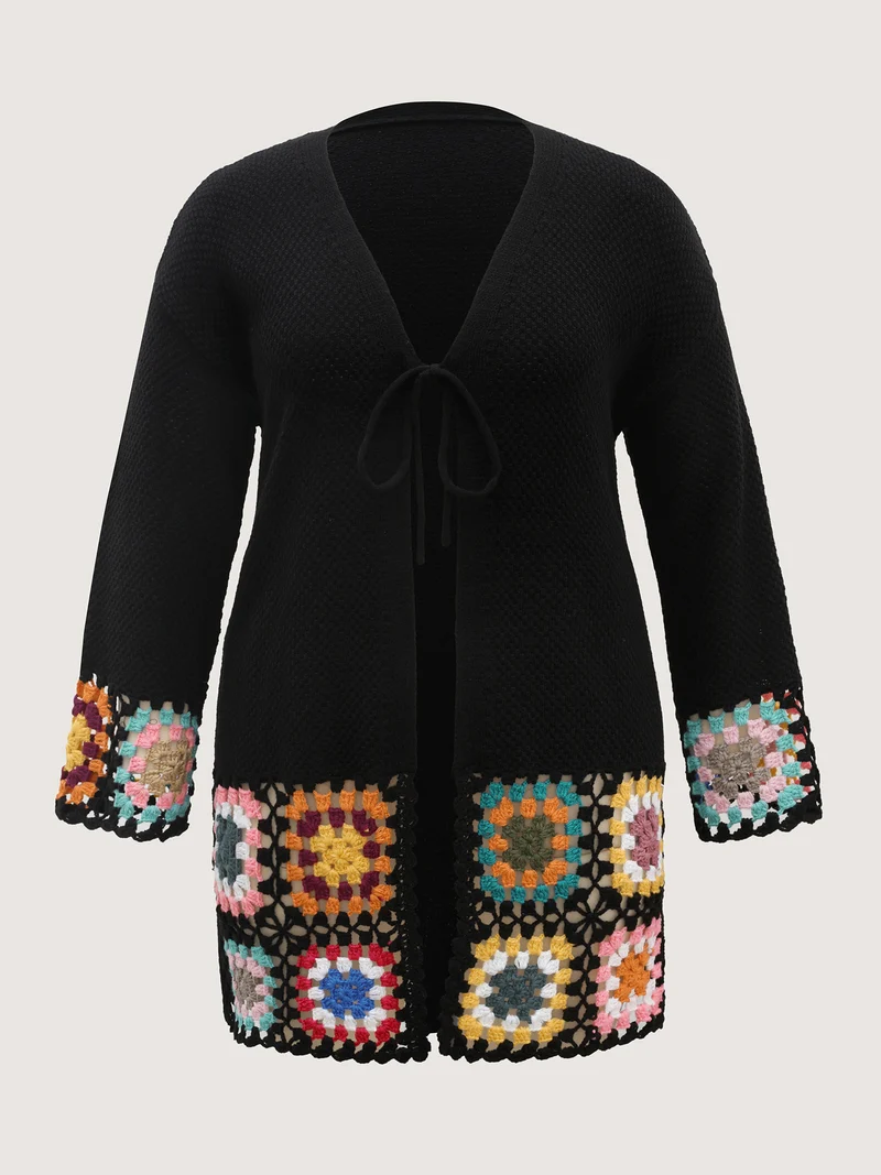 Floral Crochet Lace Open-Front Cardigan