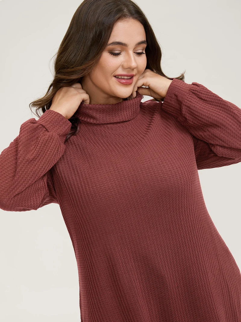 Ribbed Stretchy Turtle Neck T-Shirt