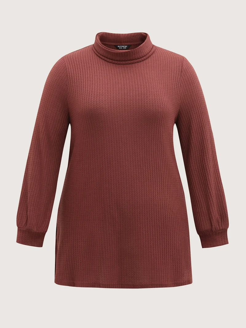 Ribbed Stretchy Turtle Neck T-Shirt