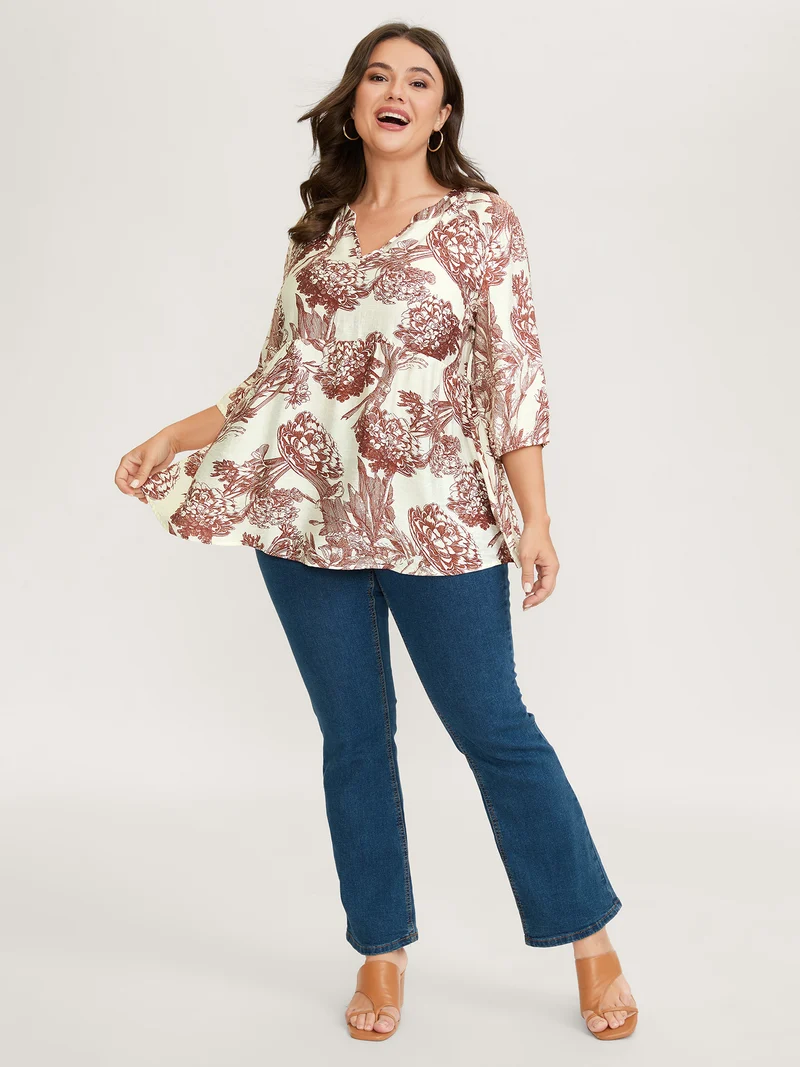 Silhouette Flower Flared Tunic Top