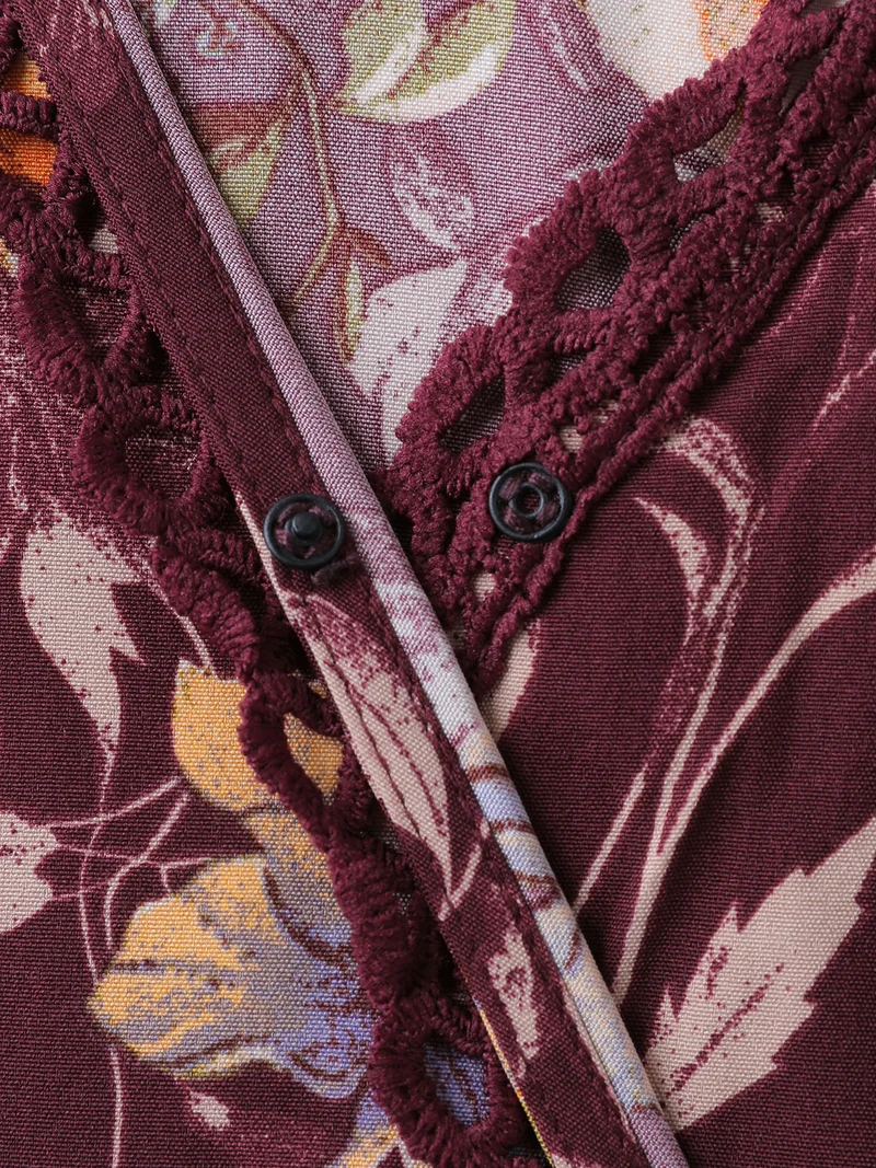 Floral Lace Print Pockets Maxi Dress