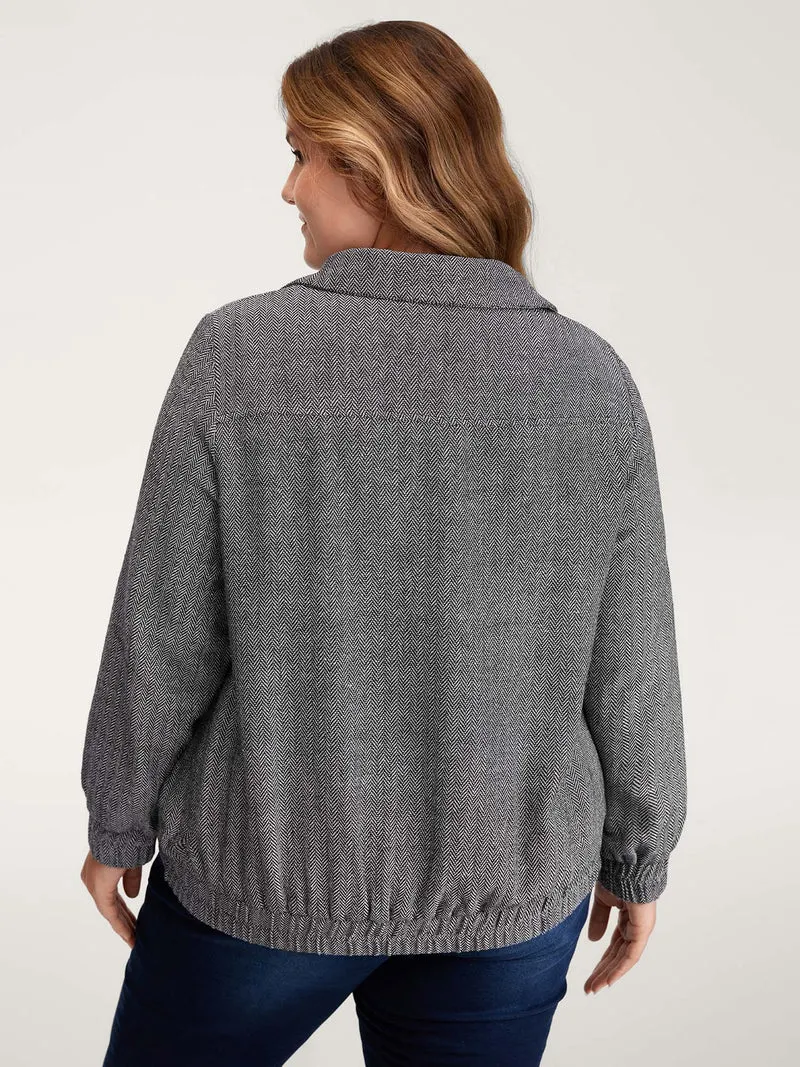 Ribbed Texture Chest Flaps Zipper Jacket