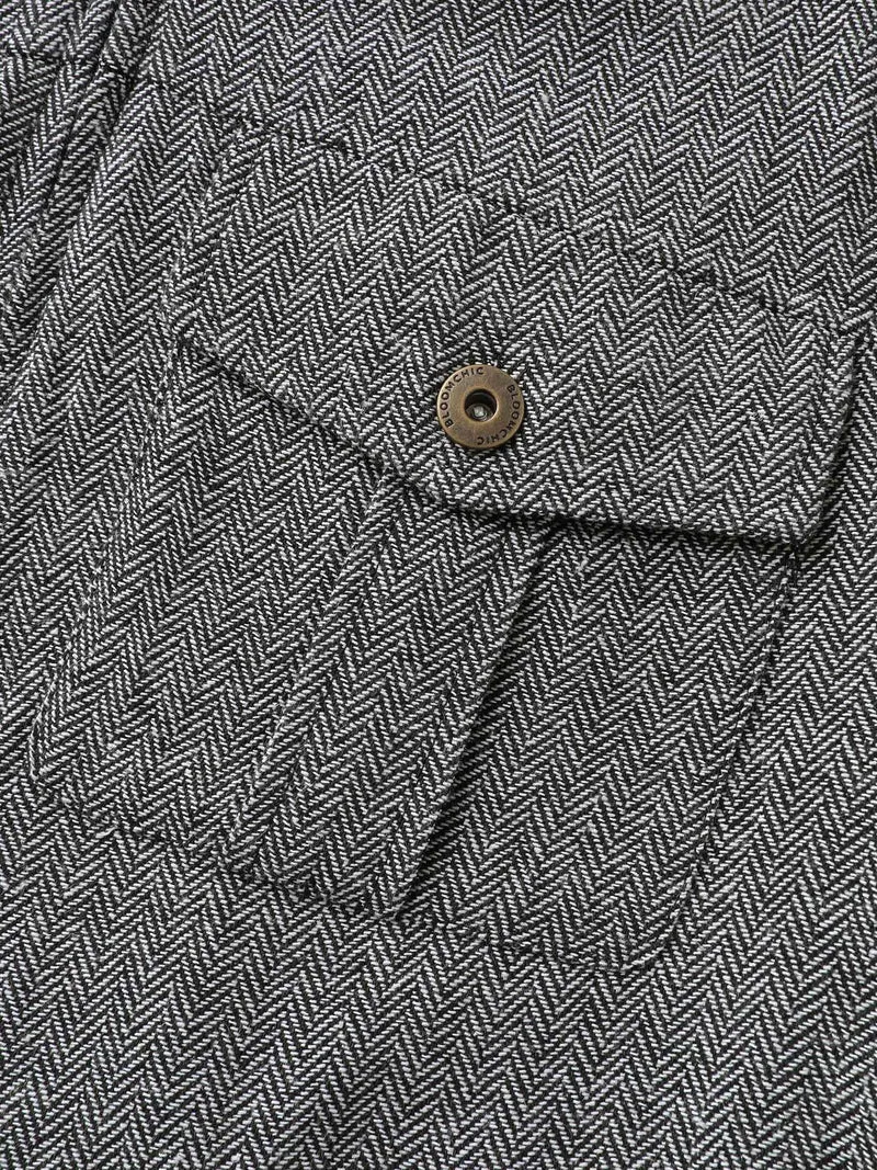 Ribbed Texture Chest Flaps Zipper Jacket