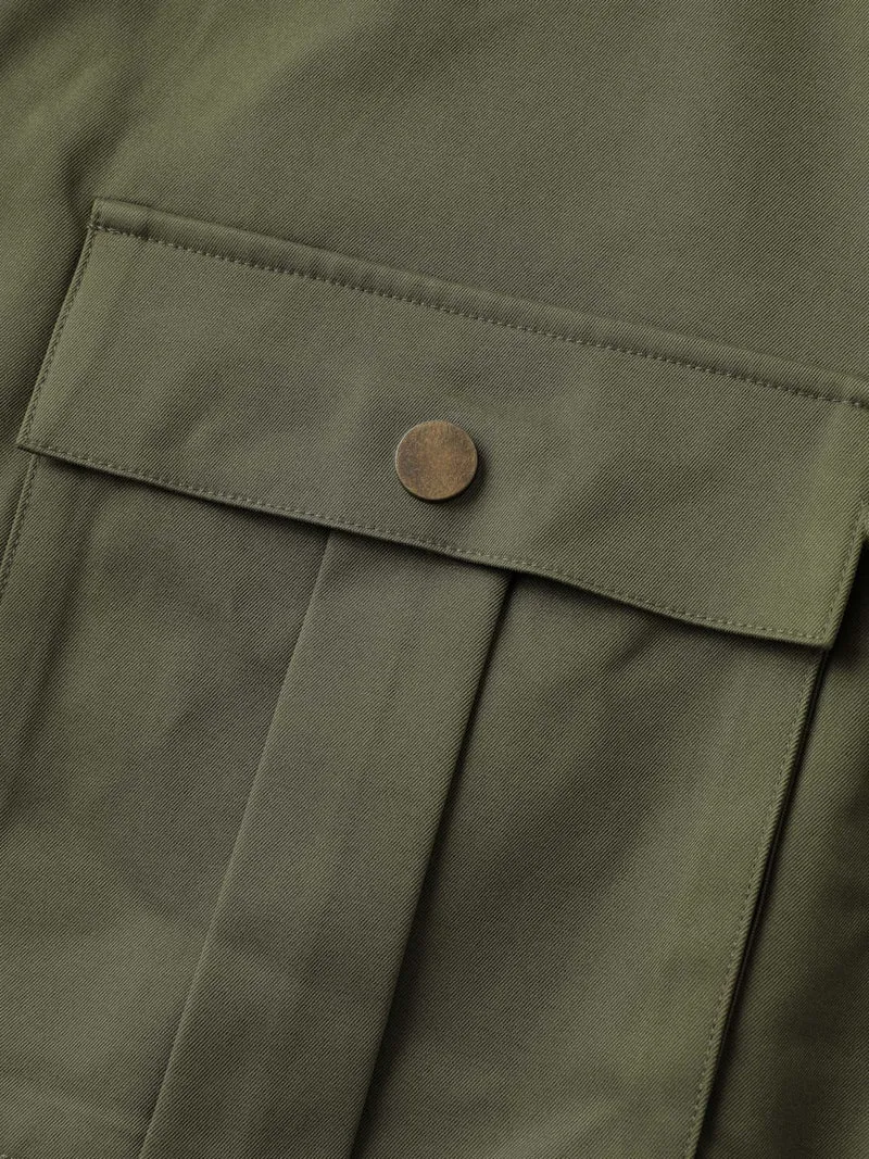 Lined Pockets Shirred Cuffs Zipper Jacket