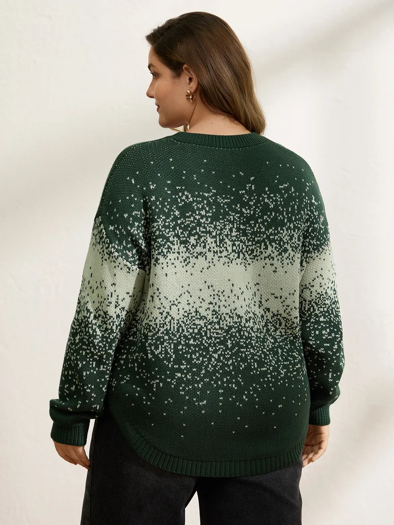 Gradient Color Sprinkle Curvy Hem Pullover