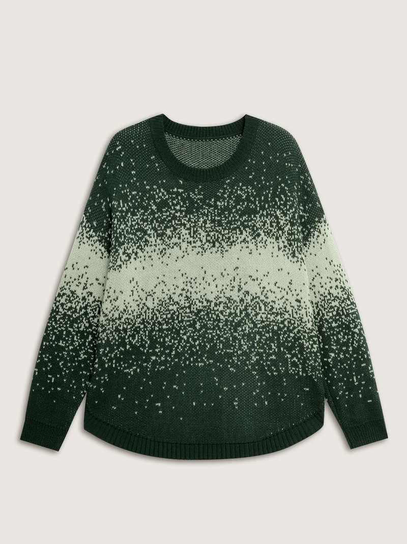 Gradient Color Sprinkle Curvy Hem Pullover