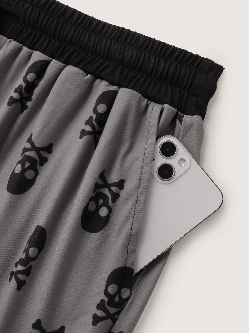 Skull Halloween Print Micro-Flare Lounge Pants