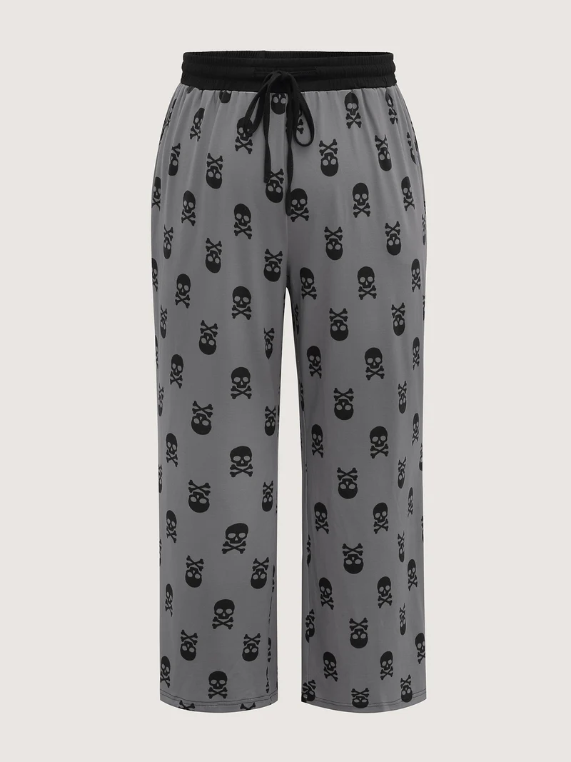 Skull Halloween Print Micro-Flare Lounge Pants