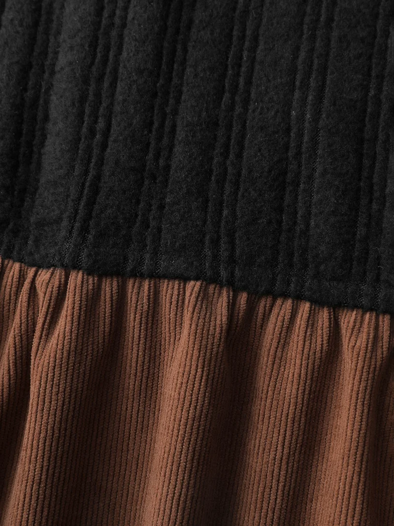 Color Contrast Belted Flared Midi Dress