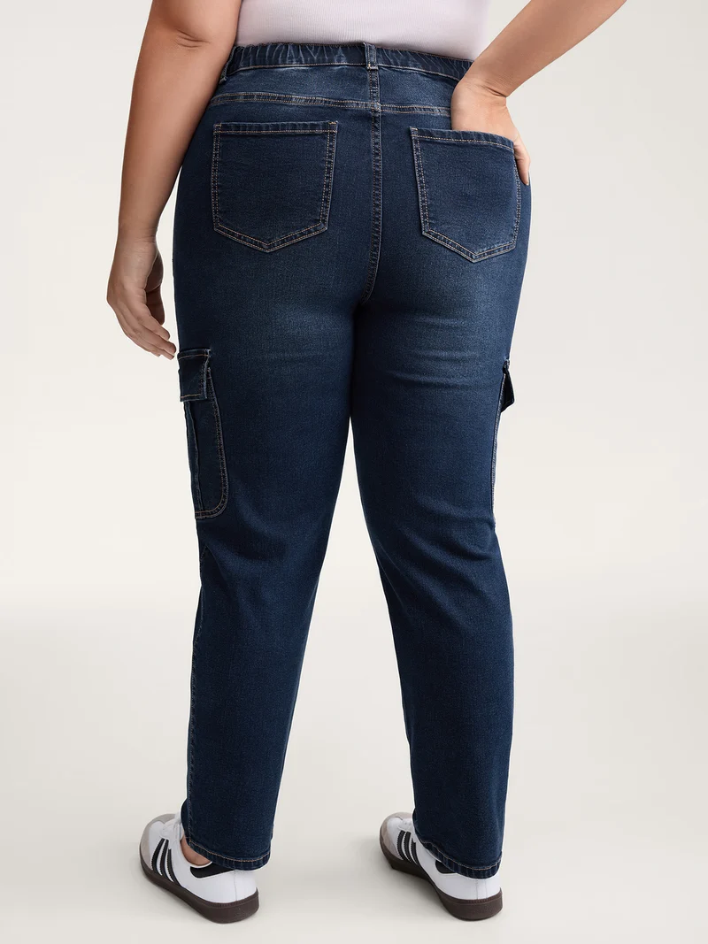 Waist Drawstring Straight-Leg Jeans